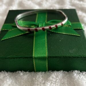 Taxco Silver and Red Bangle Bracelet Makers Stamp